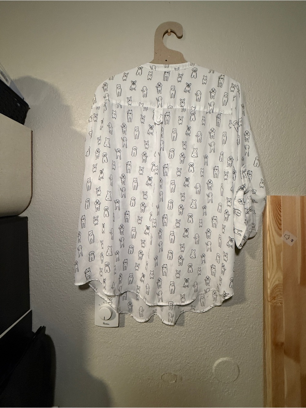 torrid White Button-Down Shirt with Black Dog Outline Print